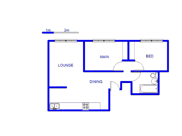 Floor plan of the property in Ferreiras Dorp