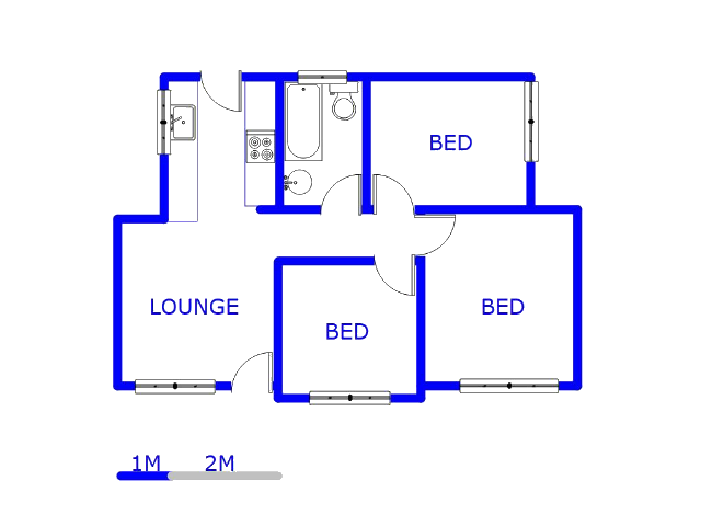 Floor plan of the property in Riverlea - JHB