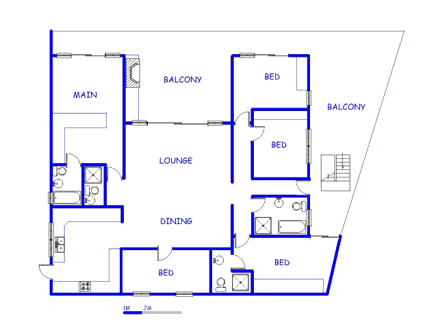 Floor plan of the property in Umdloti 