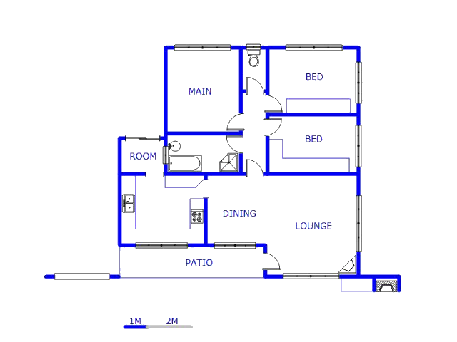 Floor plan of the property in Eersterust