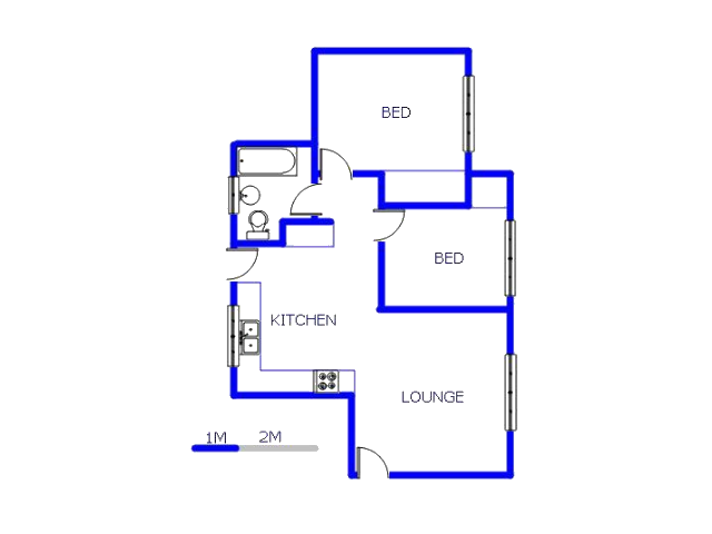 Floor plan of the property in Minnebron