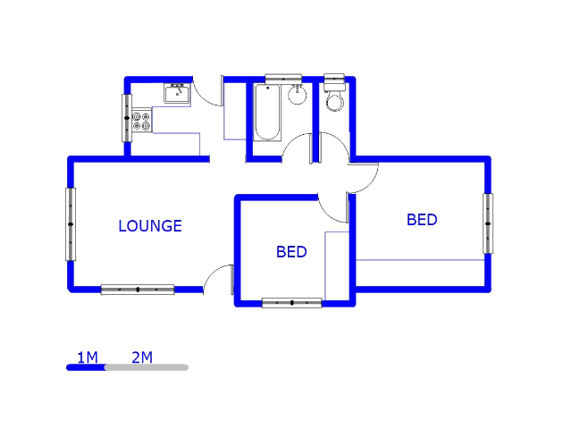 Floor plan of the property in Riverlea - JHB