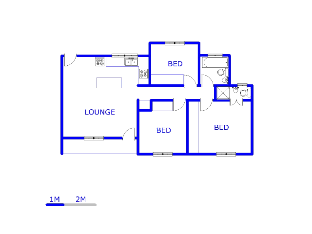 Floor plan of the property in Pierre van Ryneveld