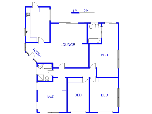 Floor plan of the property in Sydenham - JHB