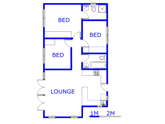 Floor plan of the property in Watervalspruit (Vaal)