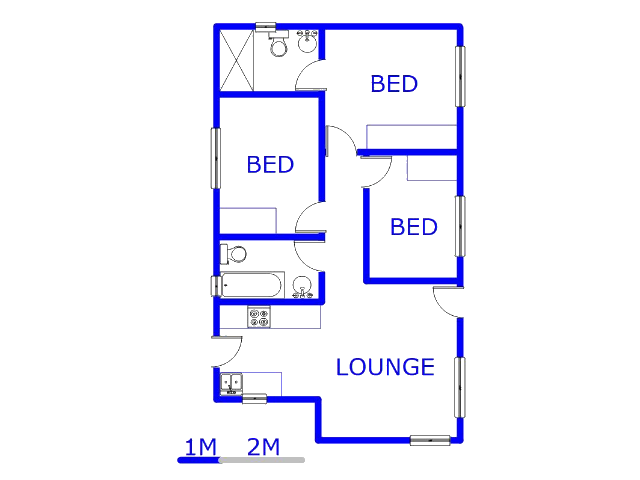 Floor plan of the property in Watervalspruit (Vaal)